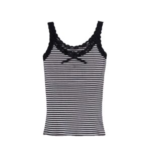 Black And White Striped Lace Tank